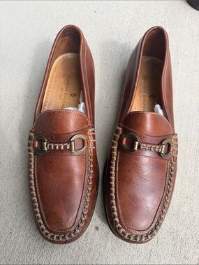 Martin Dingman Chestnut Brown Leather Bit Loafers